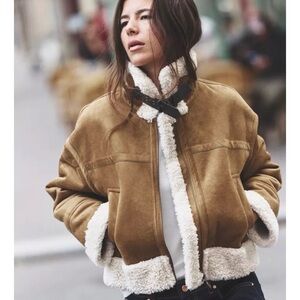Women's Tan Shearling Jacket